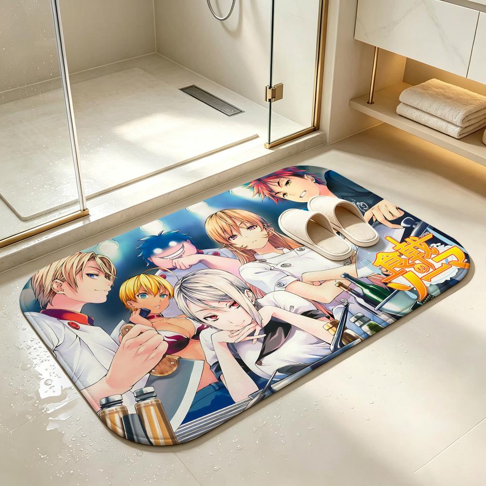 Food Wars! Shokugeki no SomaS Floor Mat Bedroom Carpet, Bathroom Foot Mat, Doormat, Non-Slip Absorbent Multi-Use