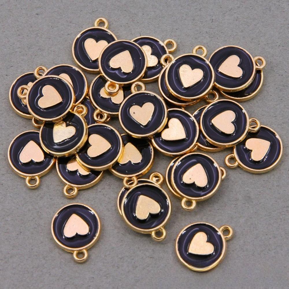 10pcs 12*15mm Zinc Alloy Round Enamel Charms Mini Sweet Heart Charms For DIY Necklaces Bracelets Jewelry Accessories