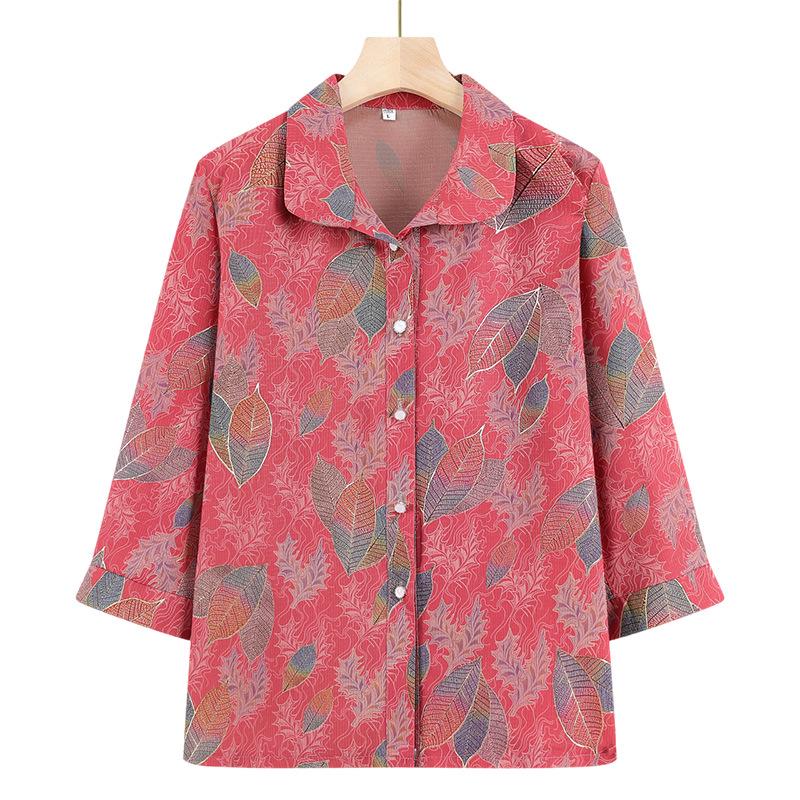 

2026 Stylish Summer Shirt for Middle-Aged and Elderly Women 4XL (130-145 lbs)