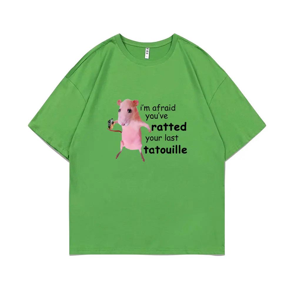I'm Afraid You've Ratted Your Last Tatouille Graphic T-shirt Funny Pink Rat Print T Shirts Man Woman Fashion Oversized Tshirt