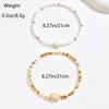 2Pcs Starfish Beaded Beaded Anklets Chain Set Bohemian Style Foot Bracelets  Jewelry Accessories
