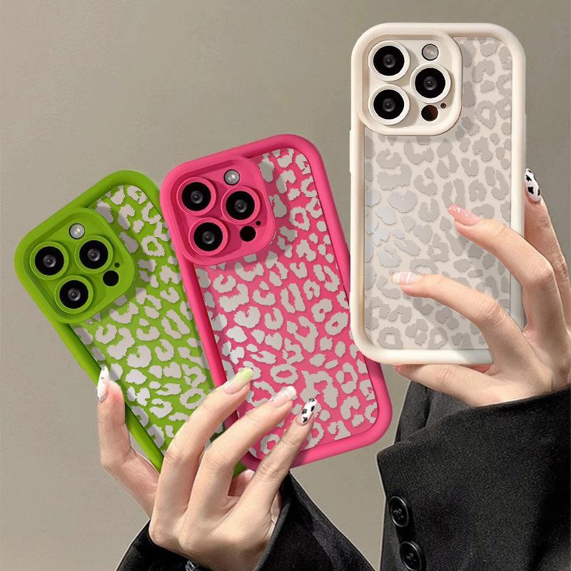 Full screen white leopard print for iPhone17ProMax mobile phone case 14 Apple 13Pro matte 12/15 premium