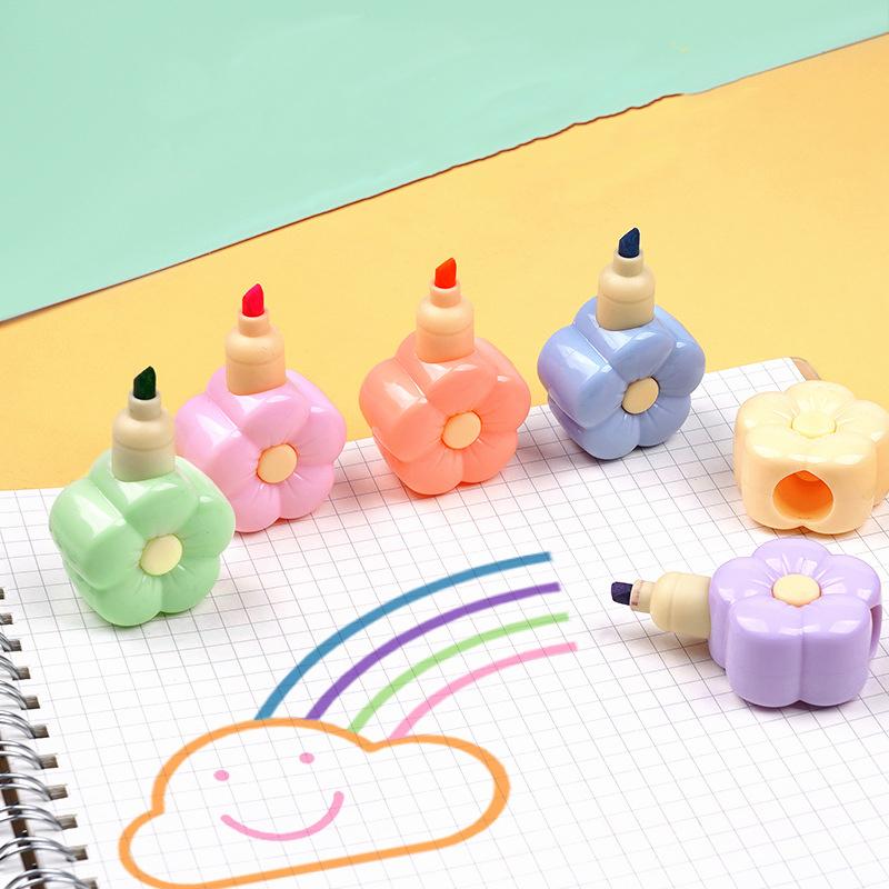 1 Stück 5 Farben süße Kawaii Blume Candy Farbe Textmarker Büro Schulbedarf Geschenk