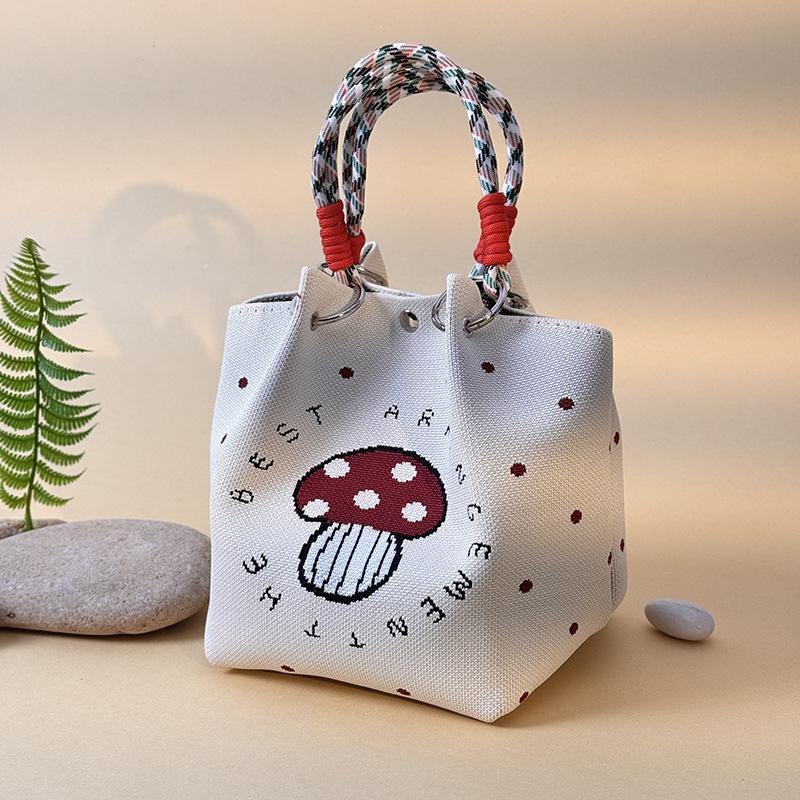 Market general knitted ring buckle bag portable work out large capacity handbag commuting small square bag storage bag