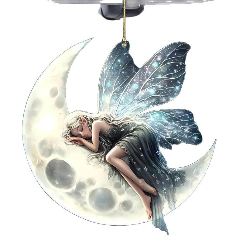 Acrylic Christmas Tree Flat Moon Elf Car Hanging Seasonal Interior Enhancement