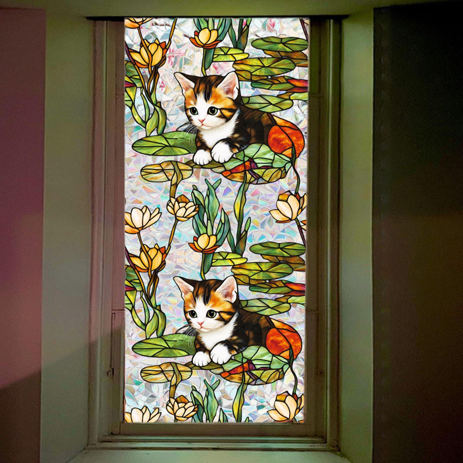 

Листовая декоративная пленка, характерная для витражного стекла, съемная для двери C Cat
