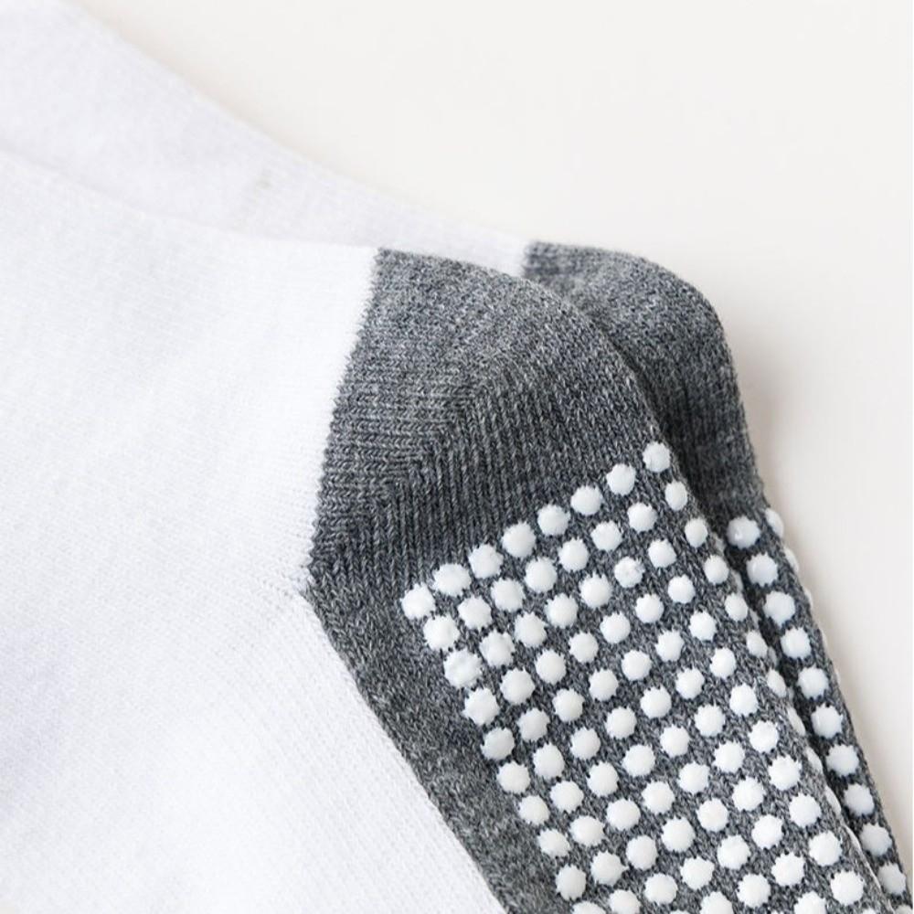 5Pairs Solid Cotton Children's Floor Socks Student Sports Socks with Grips  Spring Autumn