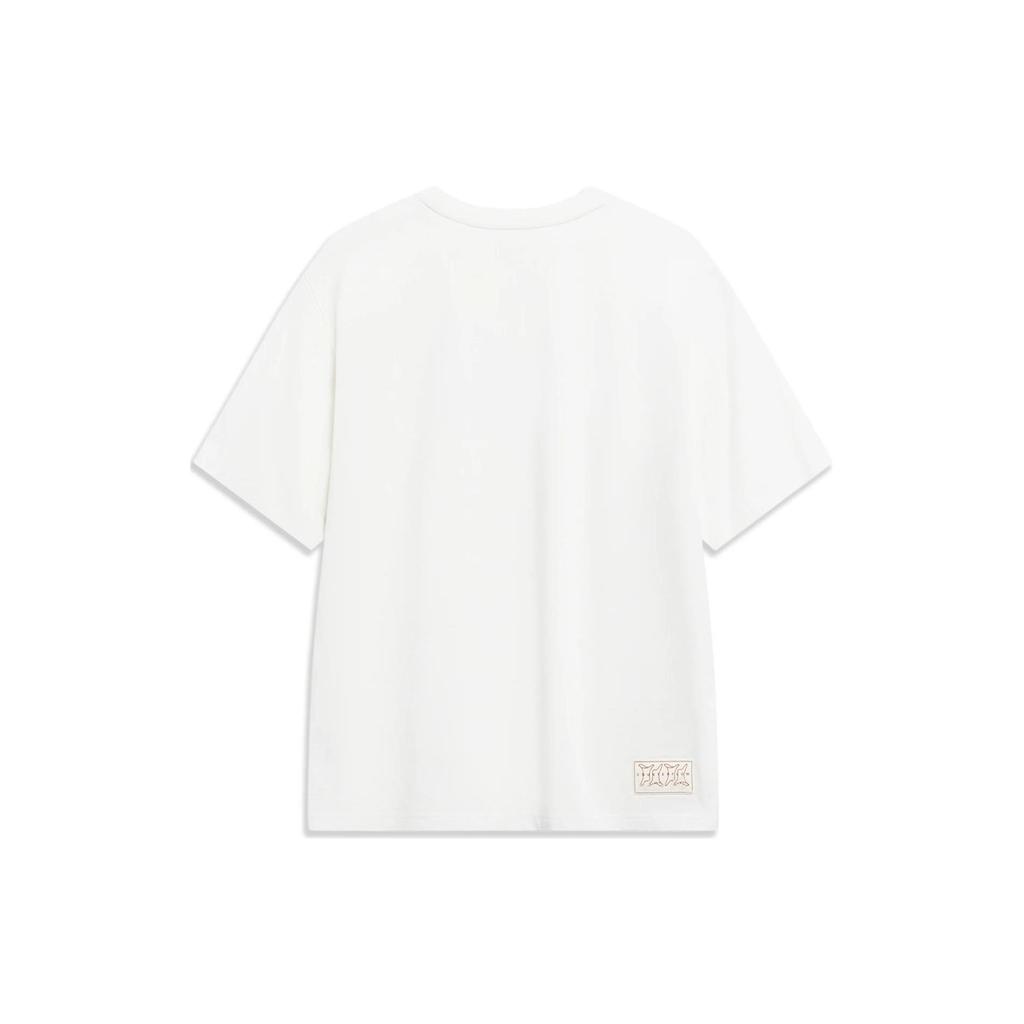 Li-Ning CF Trace Series Tian Gong Kai Wu Round Neck Short Sleeve T-Shirt Unisex Tops White AHST605-1