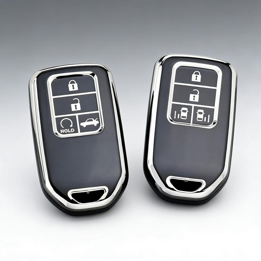 4 Buttons Car Key Case Cover for Honda CR-V Accord Civic Fit HR-V Odyssey Elysion Stepwgn Pilot TPU Key Protector Key Chains