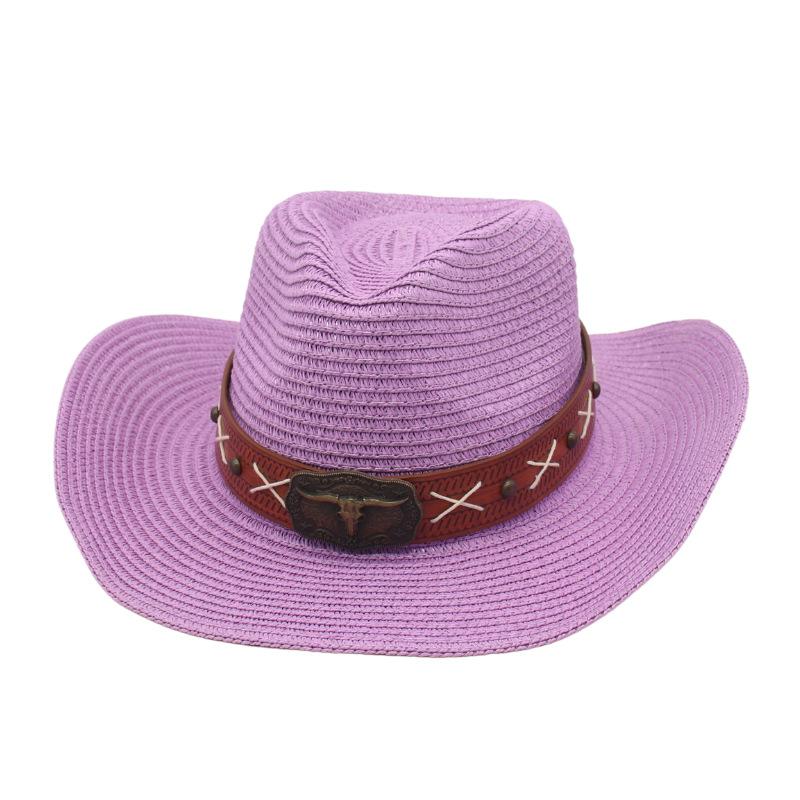 New adjustment soft denim straw hat ethnic style big brim top hat men's and women's outdoor sun hat