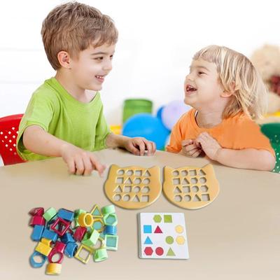 1 Set Geometry Shape Matching Game Toddlers Boys Girls Logic Focus Training Color Shape Learning Educational Toy Multi-player Interactive Puzzle Board