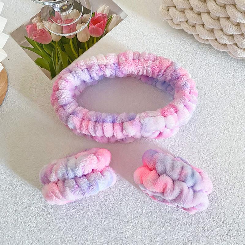 

Женские Девичьи Повязки для Умывания Лица Спа Макияжа Мягкая Коралловый Флис Впитывающая Повязка Водонепроницаемая Наручная Повязка Эластичные Резинки для Волос