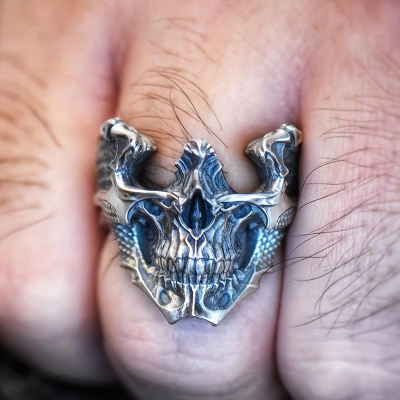 Demon Skull Dragon Scale Halloween Concert Jewelry for Men and Women Retro Fantasy Style Ring