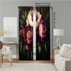 2 pcs   versatile polyester transparent curtains for home decoration Romantic Peony Floral for use in bedrooms and living rooms