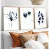 Watercolor Flower Poster Abstract Ink Blue Leaf Wall Painting Art On Canvas Modern Minimalist Image Mural Roomdecoration