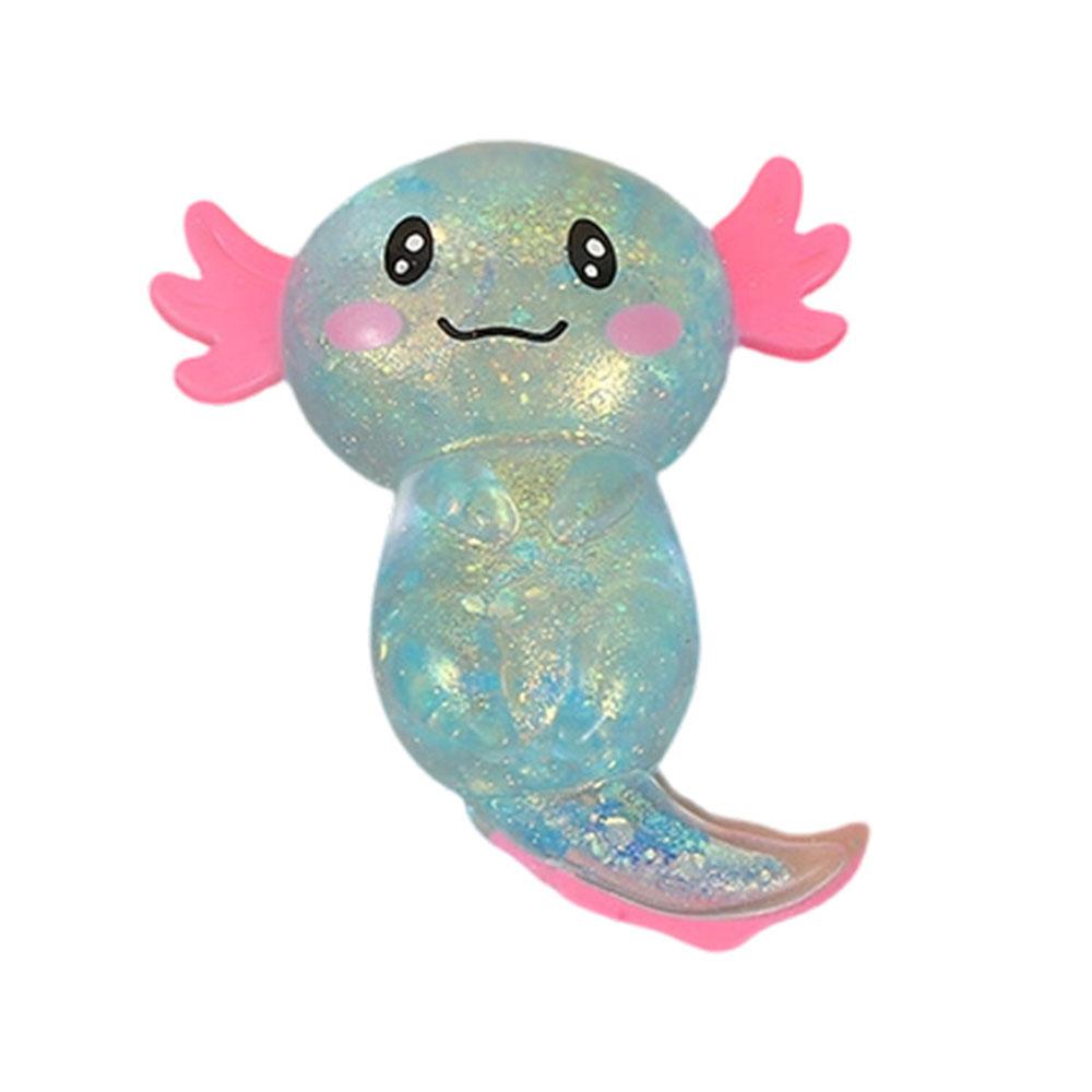 Axolote com Glitter Brinquedo Alívio de Estresse Aperte Macio Anfíbio Sensorial Fidget Toy Rebote Lento para Crianças Calmante Lembrancinhas de Festa de Aniversário Presente