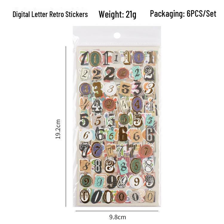 Cross-Border Alphabet & Number Sticker Set: 6 Sheets for Office, Education, Journal, Diary, and DIY Decoration.