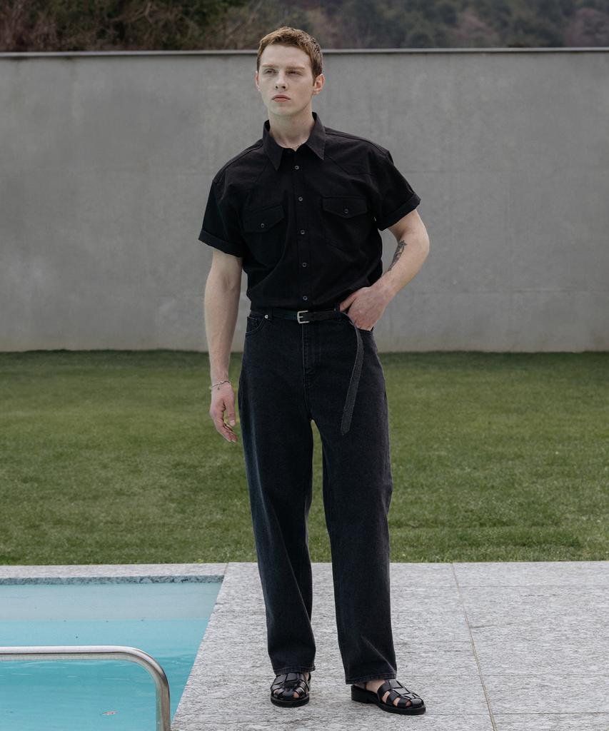 Dekkoloso Western Two-Pocket Short Sleeve Shirt [Black]
