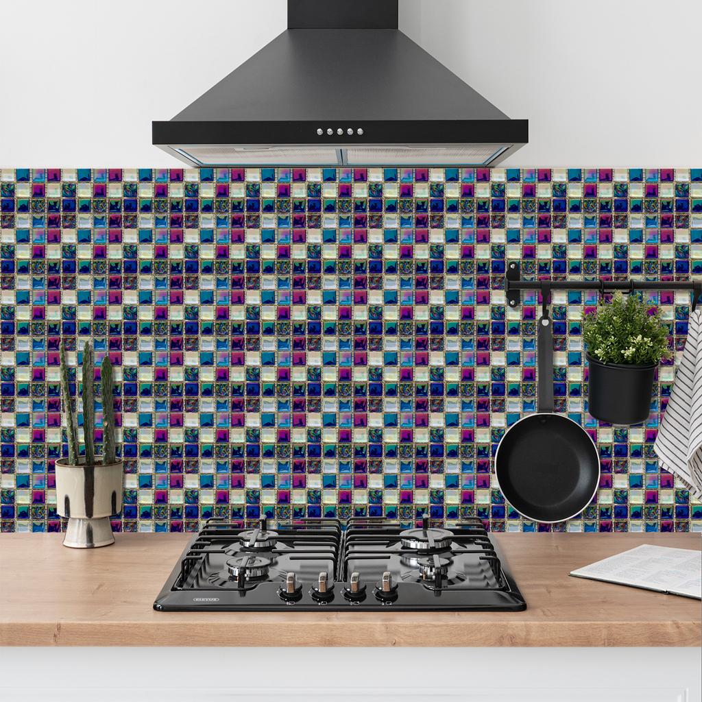 50pcs 3D Waterproof Self-Adhesive Mosaic Tile Wall Stickers, Easy to Install, Suitable for Kitchen Bathroom and Home Decoration