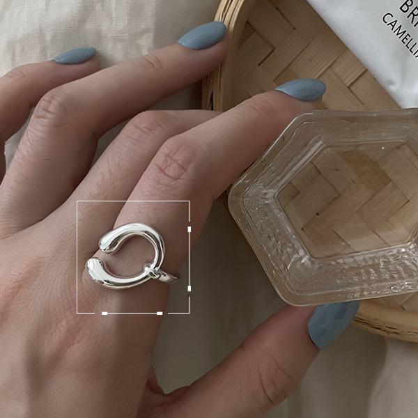 925 Sterling Silver Women's Heart-Shaped Irregular Adjustable Ring - Versatile, Simple, and Stylish.