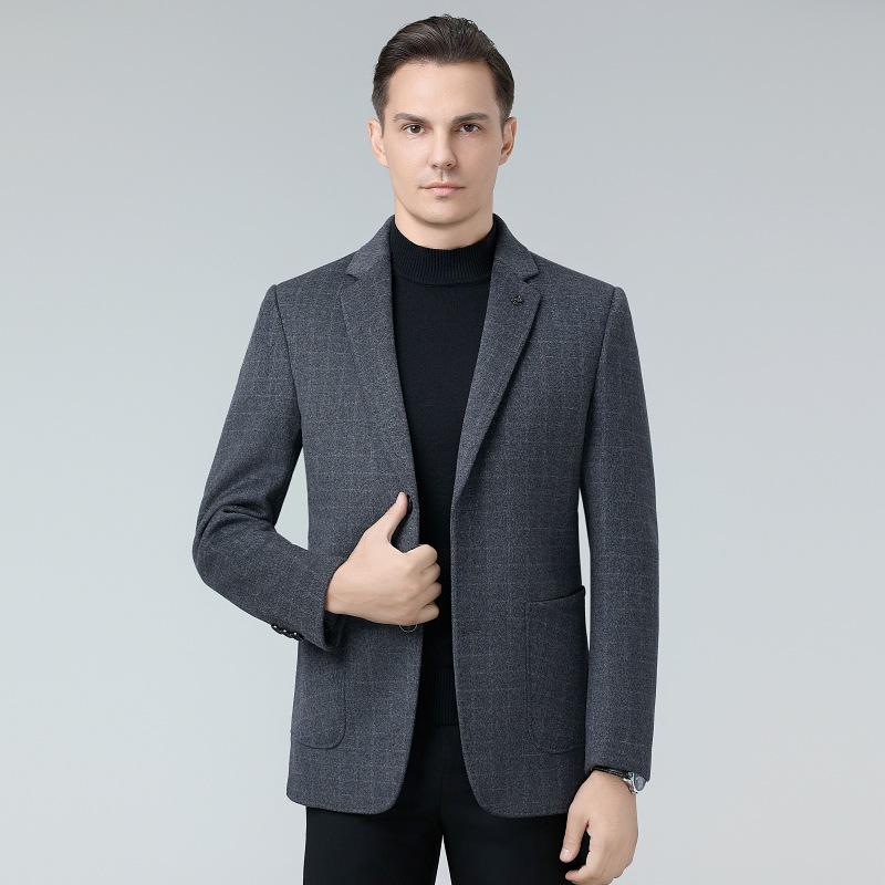 2026 Autumn/Winter Men's Double-Sided Cashmere Wool Suit - Middle-Aged Business Casual Coat