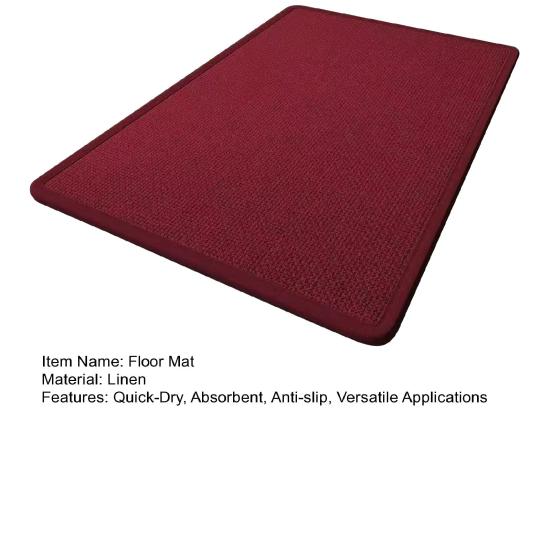Linen Floor Mat 23.6"x15.8" Non Slip Kitchen Rug Absorbent Quick-Dry Bathroom Mat for Home Office Entrance Entryway Bedroom