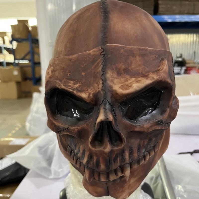 Masque à Capuche en Latex Crâne Halloween Couvre-Tête Bouche Mobile Tête Entière 16x11x11cm Visage de Crâne Effrayant Fournitures de Fête Costume Cosplay