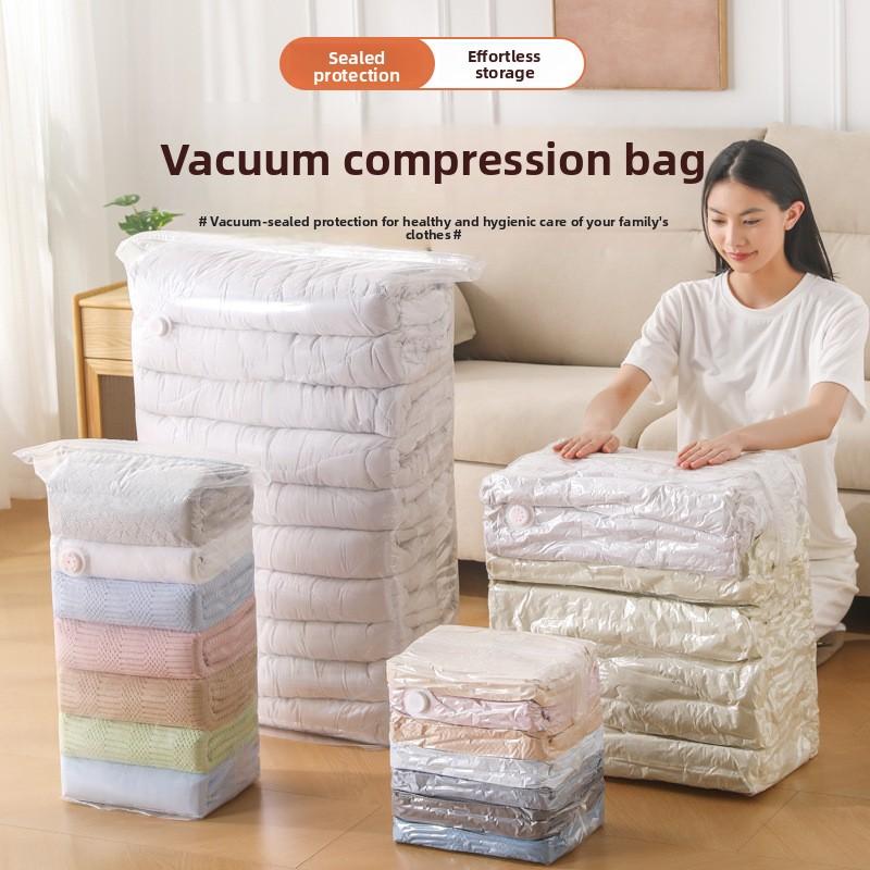 Vacuum Compression Bags for Clothing and Blankets, No Pump Space Saver, Heavy Duty Sealed Travel Packing Bags with Hand Roll