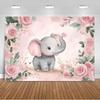 Cartoon Elephant Flower Photography Backdrop Kids Birthday Party Decor Background Baby Shower Supplies Newborn Photo Shoot Props