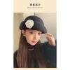 Women S French Style Short Brim Pearl Flower Warm Painter Hat Autumn Winter