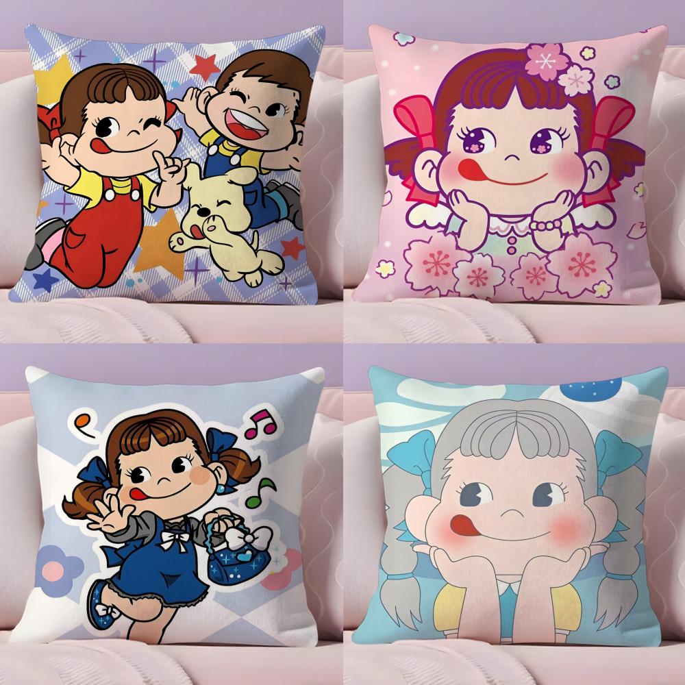 Candy Brand F-Fujiya Cushion Cover Plush Fabric Soft Double-Sided Printed Invisible Zipper Sofa Pillow Case Home Decor