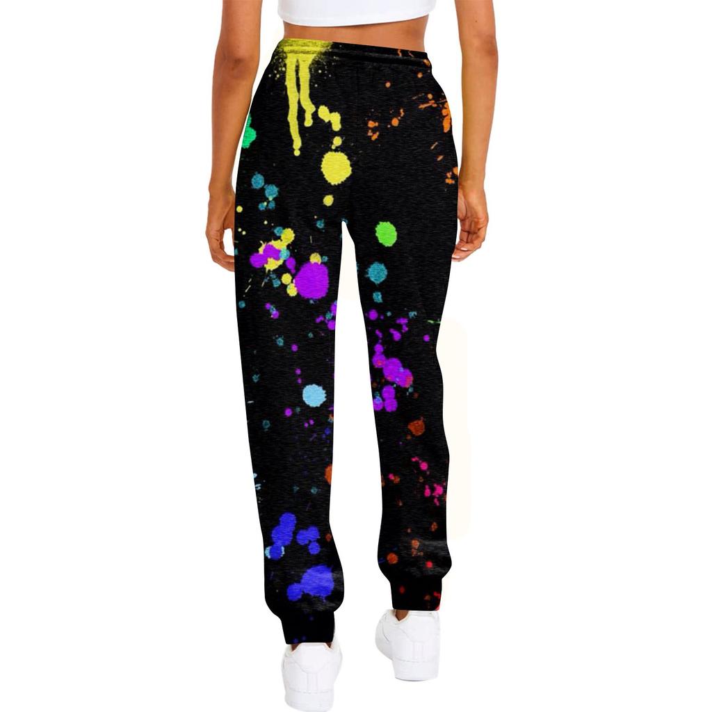 Women's Casual FashionColor-matching Tie- Printed Casual Drawstring Elasticated Waist Drawstring Pants