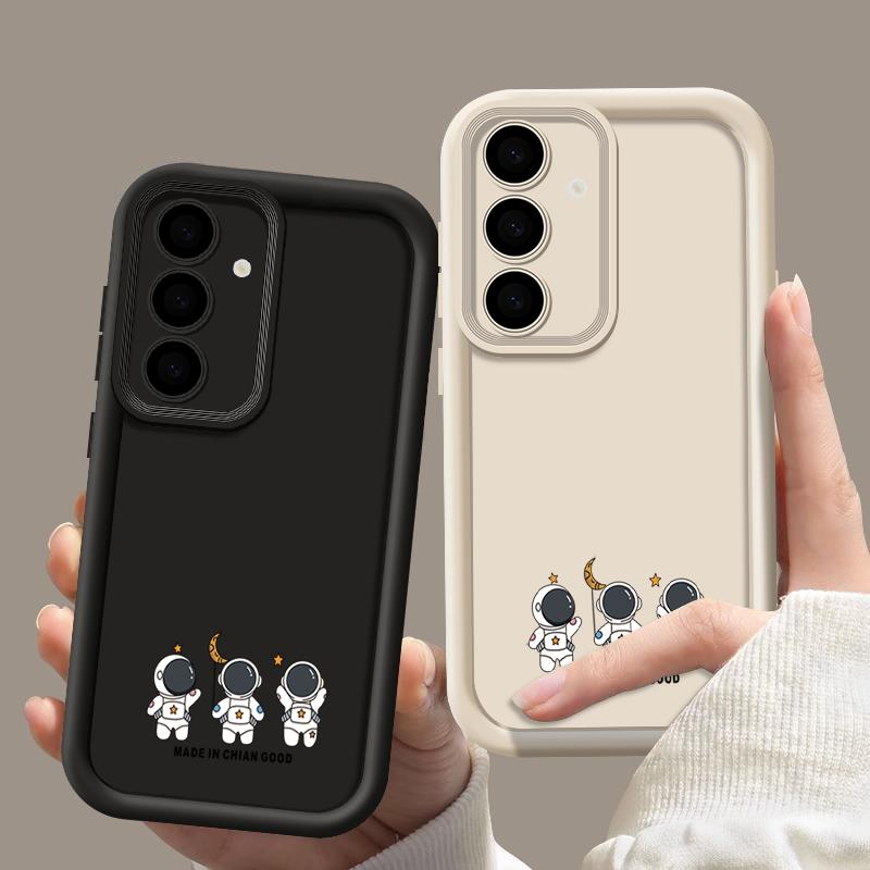 Little Astronaut Print Soft Shockproof Phone Case For Samsung S25 Ultra S24 FE S23 Plus S22 A56 A36 A16 A55 A06 A05 A15 A35 A54 Matte TPU Bumper Cover