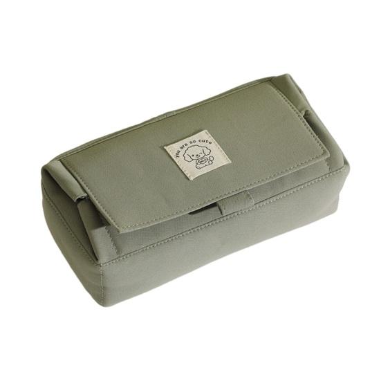 

Canvas Pencil Case Double Layer Waterproof Stationery Bag Student Pencil Organizer for School Office Travel Cosmetic Bag зелёный