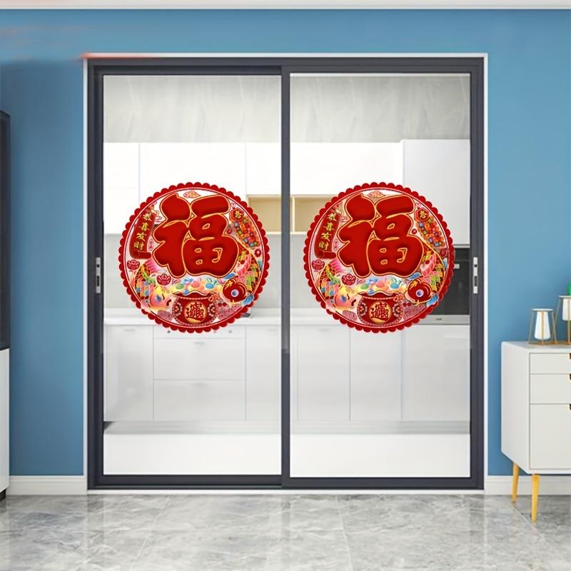 4 Stück Chinesisches Neujahr Scherenschnitt FU Zeichen Dekorative Aufkleber, Beste Wünsche für ein strahlendes und erfolgreiches neues Jahr