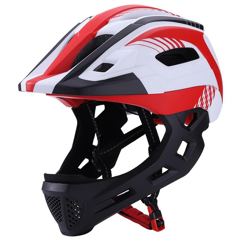 Kids Full Face Helmet With Removable Chin Guard Balance Bike Cycling Safety Gear PC EPS Construction One Size 52-56cm