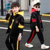 4-12 Years Boys Double-sided Velvet Sets Children Fashion Hooded Suit Kids Autumn Winter Jackets+Pants 3Pcs Outfits Teenager Casual Clothes