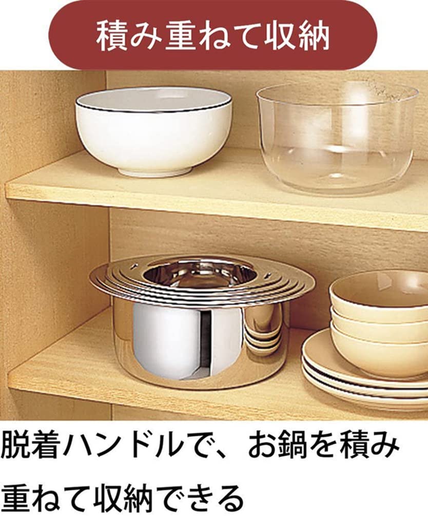 Miyazaki Seisakusho Jyutoku Nabe Sauce Pot, 20cm, Made In Japan, Induction Compatible, All Heat Sources, Waterless and Residual Heat Cooking, JN-20B