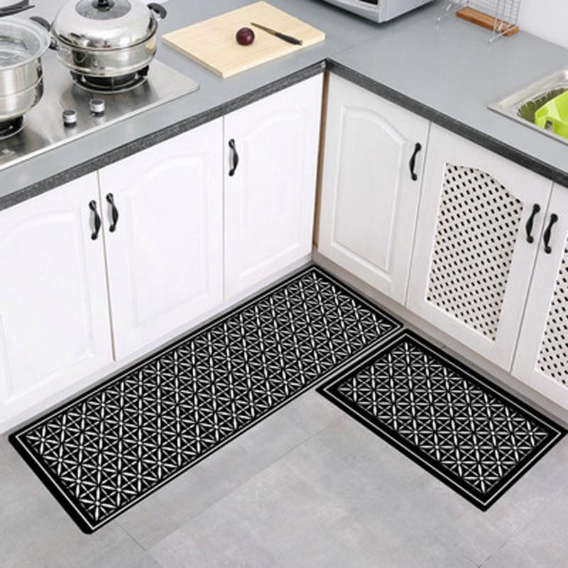 Fashionable Textile Kitchen Mat Anti -Slip Kitchen Rugs Balcony Bathroom Printed Carpet Home Floor Mat Doormat Bath Carpet