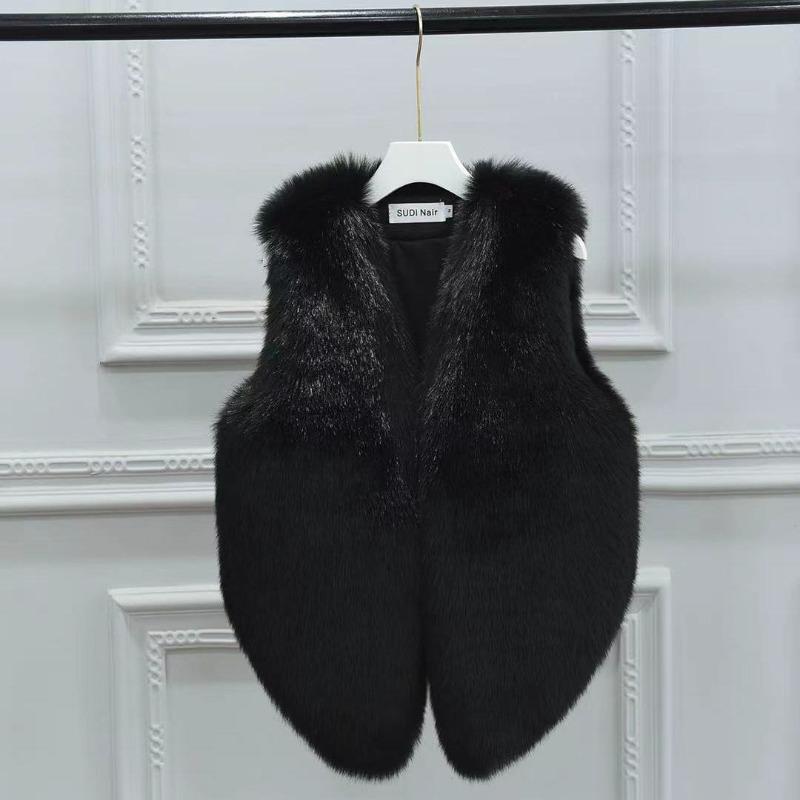 New imitation fur plush rabbit fur slim fur slim shoulder vest short imitation fur vest