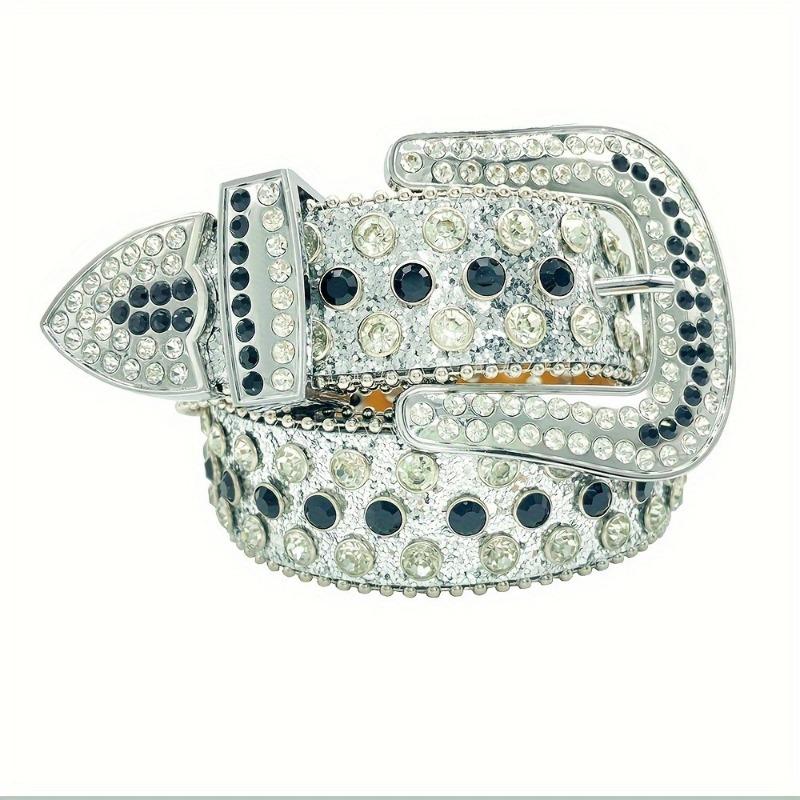 Punk Style Women's Rhinestone Belt, Performance Suit with Fashionable Diamond-encrusted Men's Glass Diamond-encrusted Black Wide Belt