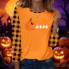 Women's Casual Long Sleeve Halloween Print Round Neck T-Shirt for Fall Everyday Wear