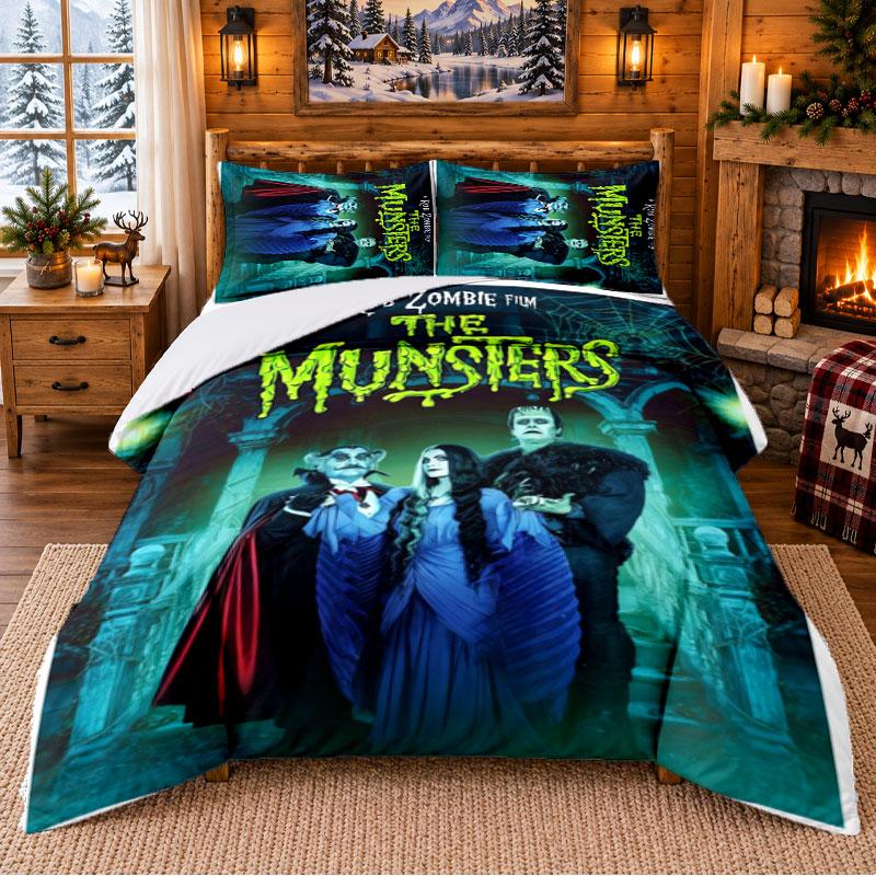 The Munsters Pattern Bedding 3Pcs Set Bed Sheet And Pillowcases For Indoor Bedroom