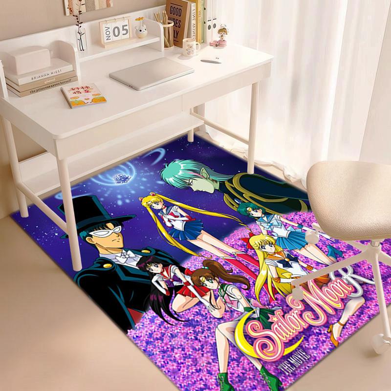 Cute Cartoon Theme Sailor Moon Tsukino Usagi Cartoon Rug Multifunctional Household Anti-slip Decorative Door Mat, Outdoor Floor Mat, and Carpet Y8