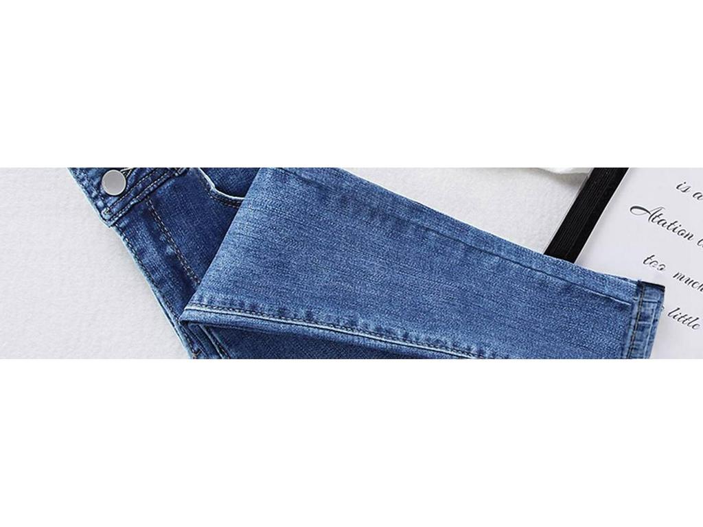 Blue-Gray High-Waisted Skinny Bootcut Jeans for Women: Fleece-Lined, Thickened, Slimming, Tapered Leg – 2022 Autumn/Winter Collection.