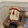 Bolsa Feminina de Alta Qualidade Diagonal Estilo Étnico Nicho Tecida Balde Ombro Combina com Tudo Bolsa de Franjas