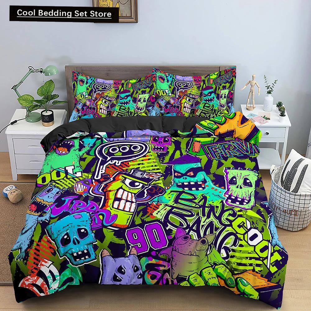 Bedding Set For Baby Kids Child 3D Cartoon Graffiti Crib Duvet Cover Pillowcase 2/3Pcs Polyester Quilt Cover King Queen Full