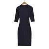 Women's Elegant Ribbed Knit Bodycon Dress - Pink, Long Sleeve, Mid-Length, Summer Style