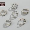 6Pcs/Set Silver Color Geometric Irregular Open Rings Set for Women Personality Metal Hollow Circular Rings Trendy Jewelry Gifts