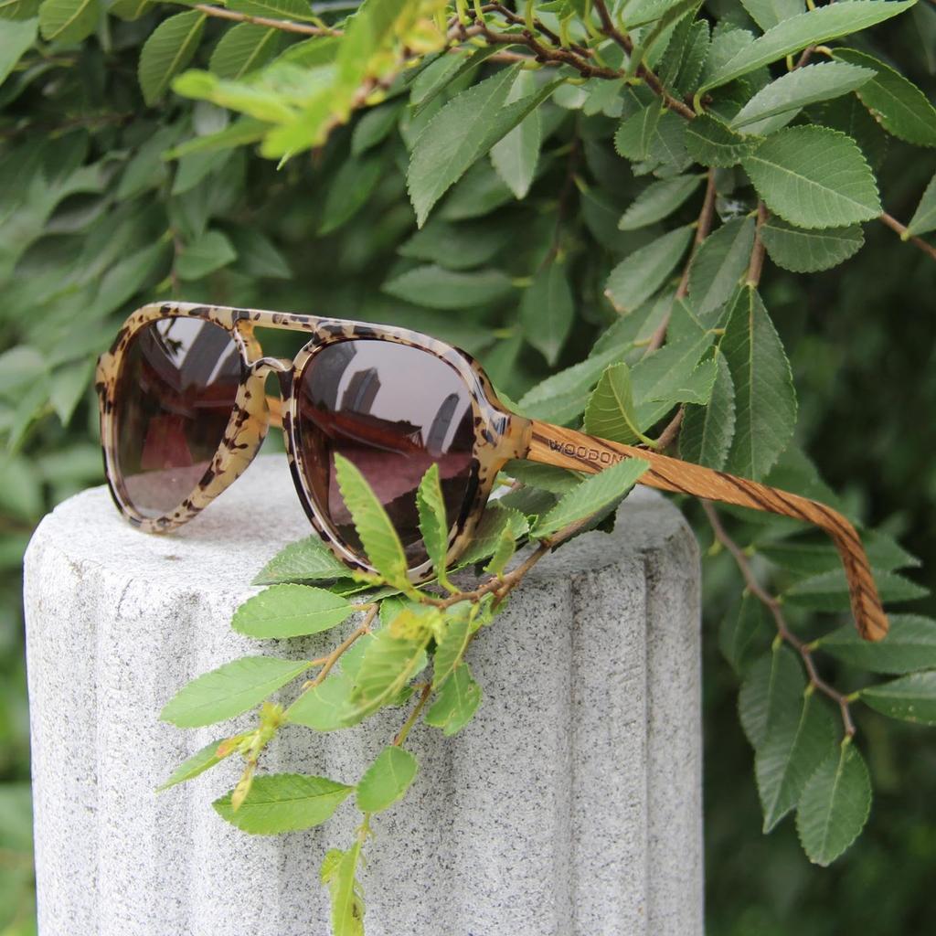 Wooden Fashion Polarized Sunglasses UV400 Protection Handmade Great Gift for Men Women [WOODONLY] - Sunglasses, & (Zebrawood + Tortoiseshell)